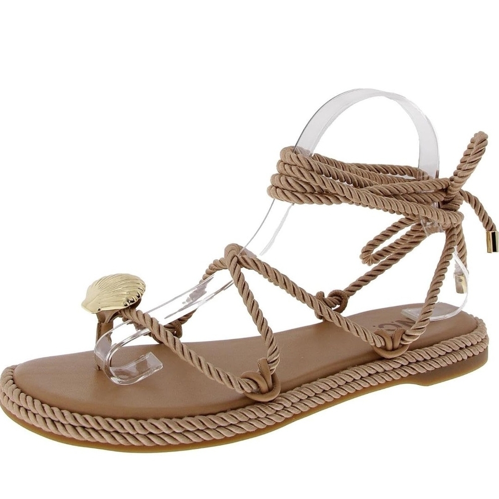 INC Womens Mabyr Metallic Shells Rope Lace-Up Sandals Size 5.5